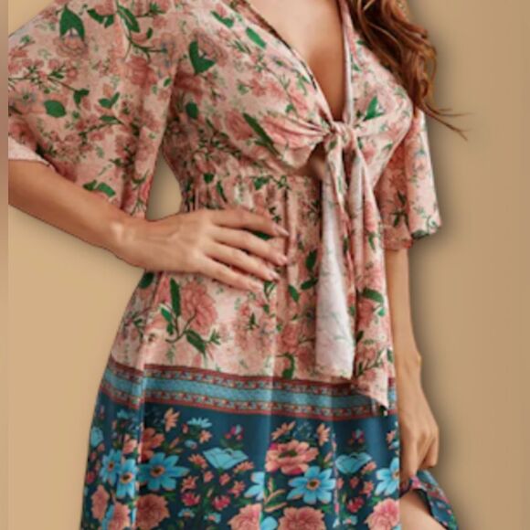 Botanic Print Cut-Out Dress NWT - Picture 3 of 6